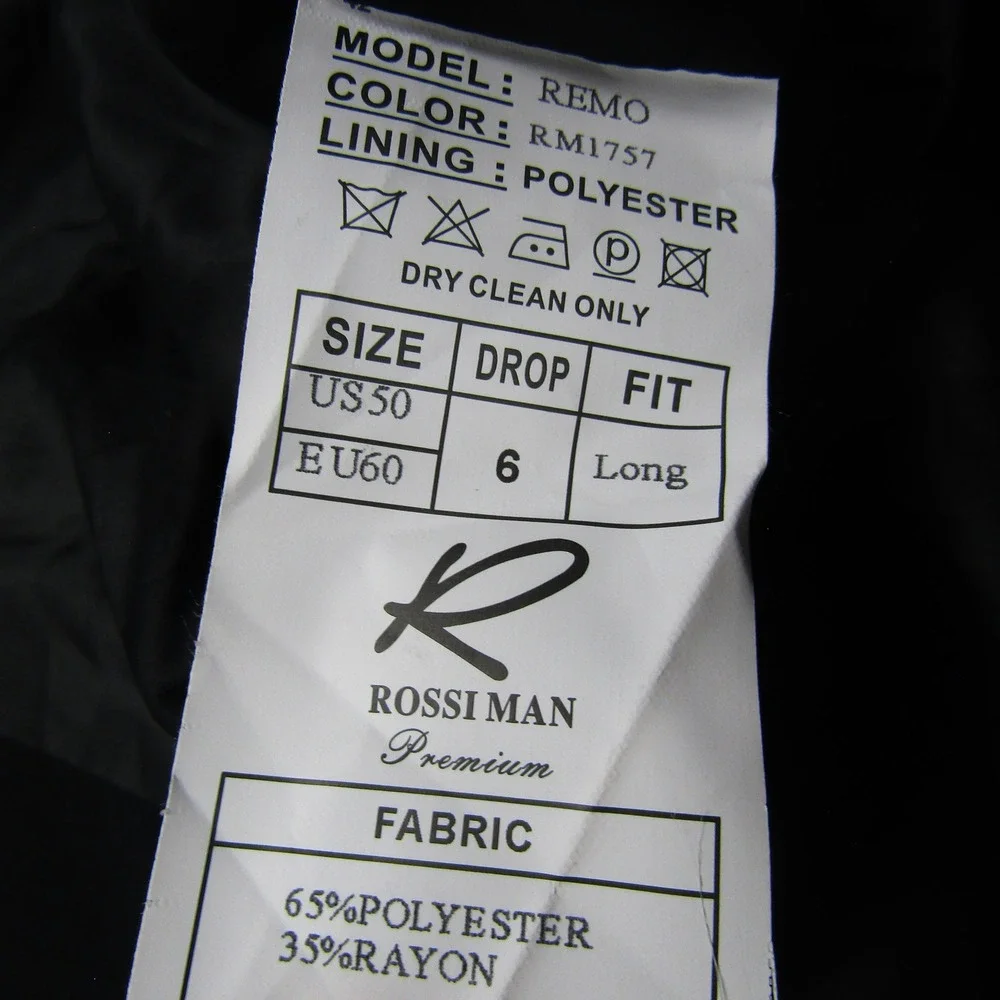 Rossi Man Tuxedo Vest Mens 50L Black Shawl Lapel Formal Waistcoat Remo RM1757